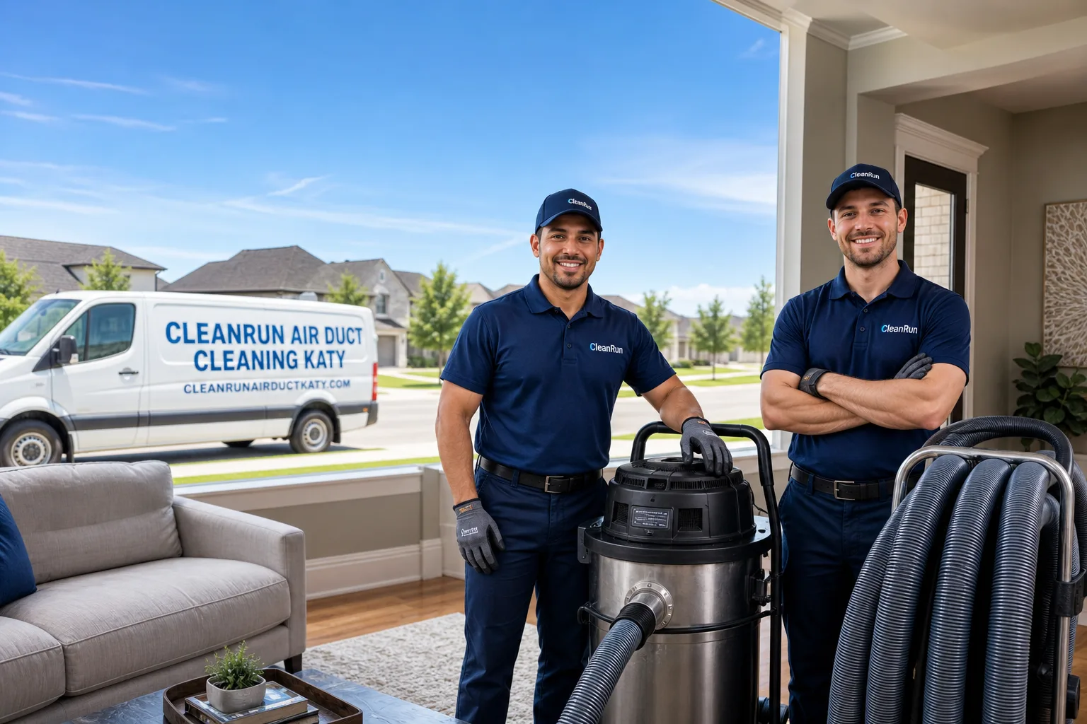 CleanRun Air Duct Cleaning Katy air duct cleaning service vehicle and crew in Katy, TX